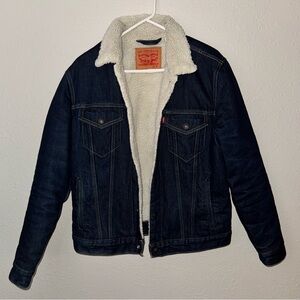 Levi’s Denim Sherpa Jacket Dark Wash - Men’s - Size M